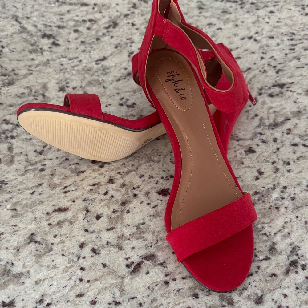 Style & Co. Vibrant Red Open-Toe Heels